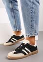 Czarne Płaskie Sneakersy Ozdobione Paskami Glaria