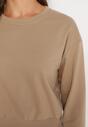 Ciemnobeżowa Bluza z Dodatkiem Bawełny Wykończona Ściągaczami Evilaya