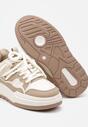 Ciemnobeżowe Płaskie Sneakersy z Geometrycznym Zdobieniem Evithia