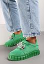 Zielone Wsuwane Sneakersy z Kolorowymi Kryształkami Phedara