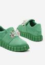 Zielone Wsuwane Sneakersy z Kolorowymi Kryształkami Phedara