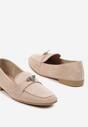 Ciemnobeżowe Płaskie Mokasyny Ozdobione Aplikacją 3D Evinda