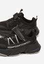 Czarne Płaskie Buty Sportowe Sneakersy na Rzep z Geometrycznym Wzorem Ceniefra