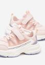 Różowe Płaskie Buty Sportowe Sneakersy na Rzep z Geometrycznym Wzorem Ceniefra