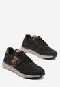 Czarne Płaskie Buty Sportowe Sneakersy Ozdobione Przeszyciami Evilia