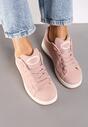 Różowe Płaskie Sznurowane Sneakersy z Geometrycznym Wzorem Neviselle
