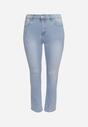 Niebieskie Jeansy Skinny z Ozdobnymi Przetarciami Neveloria