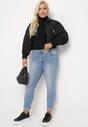 Niebieskie Jeansy z Ozdobnymi Przetarciami o Fasonie Skinny Neveatam