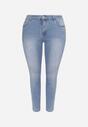 Niebieskie Jeansy z Ozdobnymi Przetarciami o Fasonie Skinny Neveatam
