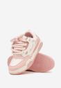 Różowe Płaskie Sneakersy z Szerokimi Sznurowadłami Teniefra
