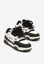 Czarno-Białe Płaskie Sneakersy z Szerokimi Sznurowadłami Teniefra