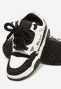 Czarno-Białe Płaskie Sneakersy z Szerokimi Sznurowadłami Teniefra