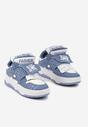 Niebieskie Płaskie Sznurowane Sneakersy z Napisami Friefra