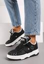 Czarne Płaskie Sznurowane Sneakersy z Napisami Friefra