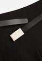 Czarne Plisowane Spódnico-Spodenki z Wysokim Stanem Ozdobione Paskiem Evilinas