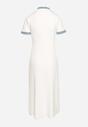 Biała Sukienka z Dodatkiem Wiskozy o Trapezowym Kroju z Imitacją Kieszeni Nevlane