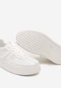 Białe Sneakersy na Grubej Podeszwie z Ozdobnym Brokatem Nevisala
