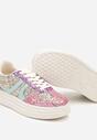 Różowo-Niebieskie Sneakersy na Grubej Podeszwie z Ozdobnym Brokatem Nevisala