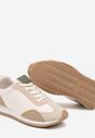 Beżowe Płaskie Sneakersy z Geometrycznym Wzorem Navshara