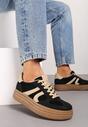 Czarne Sneakersy na Grubej Podeszwie z Geometrycznym Wzorem Nevthaya