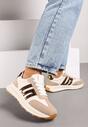 Beżowo-Brązowe Płaskie Sneakersy z Geometrycznym Wzorem Nevlene