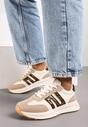 Beżowo-Brązowe Płaskie Sneakersy z Geometrycznym Wzorem Nevlene