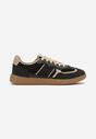 Czarne Sneakersy przed Kostkę z Przeszyciami z Grubą Podeszwą Nevelice