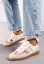 Beżowo-Brązowe Sneakersy przed Kostkę z Przeszyciami z Grubą Podeszwą Nevelice