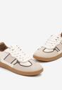 Beżowo-Brązowe Sneakersy przed Kostkę z Przeszyciami z Grubą Podeszwą Nevelice