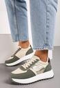 Zielone Płaskie Sneakersy z Metalicznymi Wstawkami Neveatha