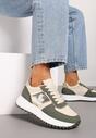 Zielone Płaskie Sneakersy z Metalicznymi Wstawkami Neveatha