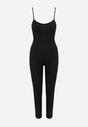 Czarny Kombinezon Bodycon z Cienkimi Ramiączkami Nevithas