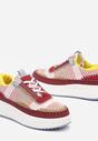 Bordowe Sneakersy na Grubej Podeszwie Ozdobione Przeszyciami Terilira