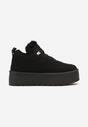 Czarne Sneakersy w Stylu Śniegowców z Futerkiem na Platformie Mavione