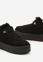 Czarne Sneakersy w Stylu Śniegowców z Futerkiem na Platformie Mavione