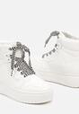 Białe Sneakersy za Kostkę na Grubej Podeszwie z Perforacją Mivania