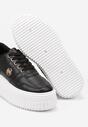 Czarne Sneakersy na Platformie z Metaliczną Wstawką z Boku Mevit