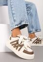 Brązowe Sneakersy na Grubej Podeszwie z Ozdobnymi Paskami Leristhra