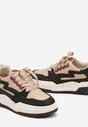 Czarne Sneakersy na Grubej Podeszwie z Ozdobnymi Wstawkami Beriona