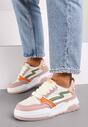 Różowe Sneakersy na Grubej Podeszwie z Ozdobnymi Wstawkami Beriona