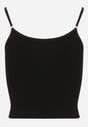 Czarny Top z Włókna Bambusowego z Prążkowanej Dzianiny na Cienkich Ramiączkach Meristare