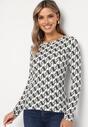Biało-Czarna Bawełniana Bluzka Longsleeve w Literowy Wzór Stelisara