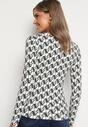 Biało-Czarna Bawełniana Bluzka Longsleeve w Literowy Wzór Stelisara
