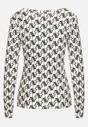 Biało-Czarna Bawełniana Bluzka Longsleeve w Literowy Wzór Stelisara