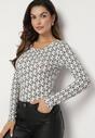 Biało-Czarna Bawełniana Bluzka Typu Longsleeve z Bawełny w Abstrakcyjny Wzór Heslora