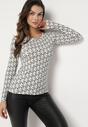 Biało-Czarna Bawełniana Bluzka Typu Longsleeve z Bawełny w Abstrakcyjny Wzór Heslora