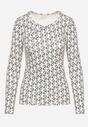 Biało-Czarna Bawełniana Bluzka Typu Longsleeve z Bawełny w Abstrakcyjny Wzór Heslora