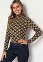 Czarna Bluzka Golf z Bawełny o Kroju Longsleeve w Ozdobne Litery Stelinora