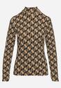 Czarna Bluzka Golf z Bawełny o Kroju Longsleeve w Ozdobne Litery Stelinora
