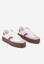 Biało-Różowe Sneakersy na Grubej Podeszwie z Ozdobnymi Wstawkami Irithine